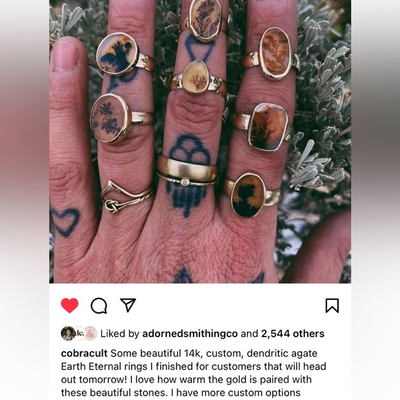 COBRA CULT Custom Dendritic Agate + 14K Gold Ring - Picture 6 of 8